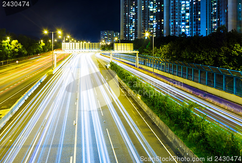 Image of Busy traffic on highway at night