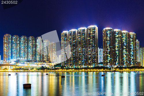 Image of Apartment building in Hong Kong at night