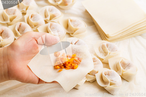 Image of Wrapping of Chinese dumpling