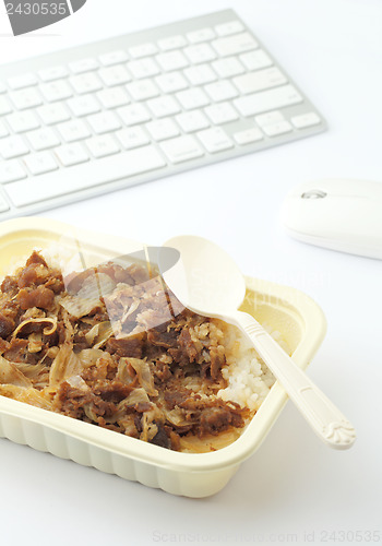 Image of Fast food lunch at office