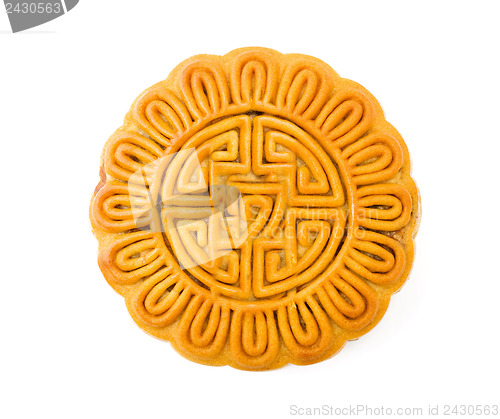 Image of Single mooncake isolated on white