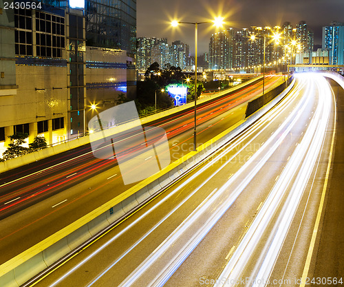 Image of Busy traffic on highway at night