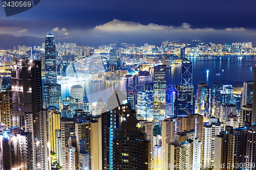 Image of Hong Kong skyline from Victoria Peak at mid night