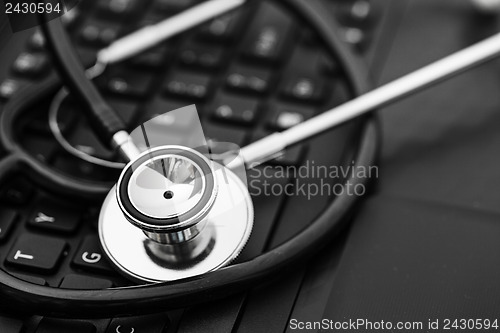 Image of Stethoscope on keyboard