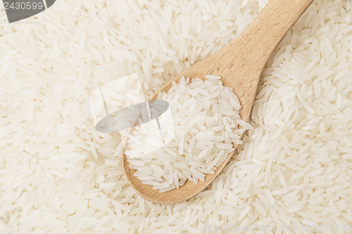 Image of White rice on spoon