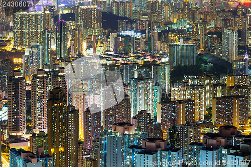 Image of Cityscape in Hong Kong at night
