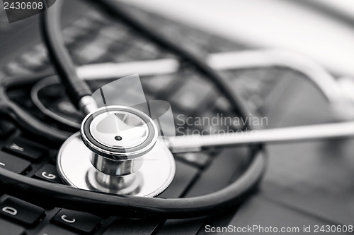 Image of Stethoscope on keyboard