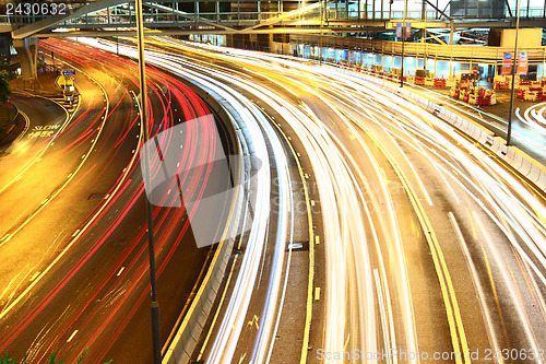 Image of Busy traffic on highway at night