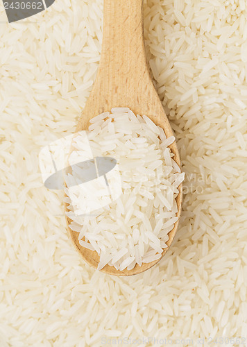 Image of White rice on spoon