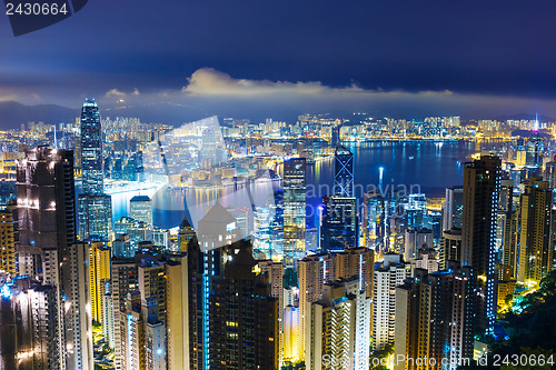 Image of Cityscape in Hong Kong at night