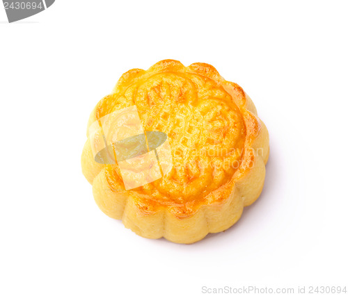 Image of Single mooncake isolated on white