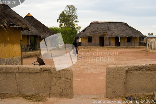 Image of African village, traditional African huts