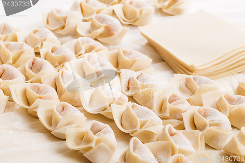 Image of Homemade dumpling and raw material