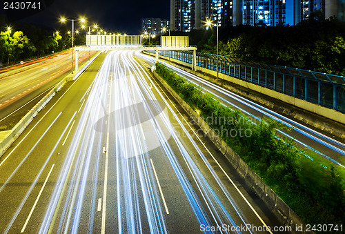 Image of Busy traffic on highway at night