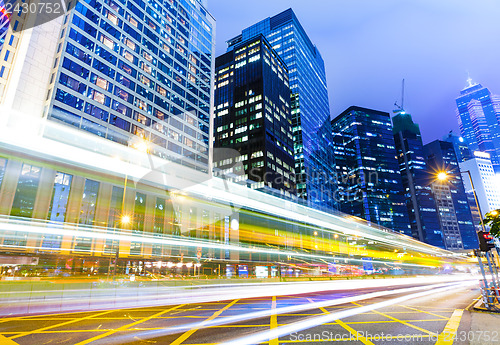 Image of Traffic trail in city at night