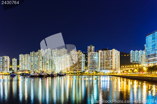 Image of Apartment building in Hong Kong at night