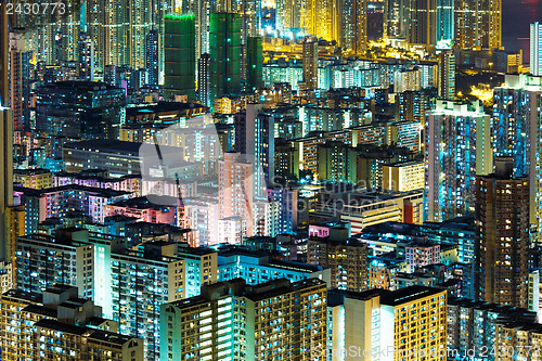 Image of Kowloon downtown in Hong Kong at night
