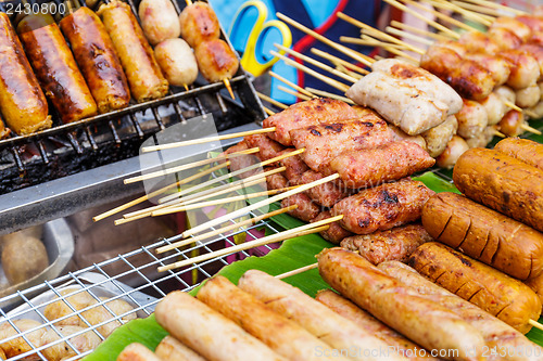 Image of Thailand style grilled food on street