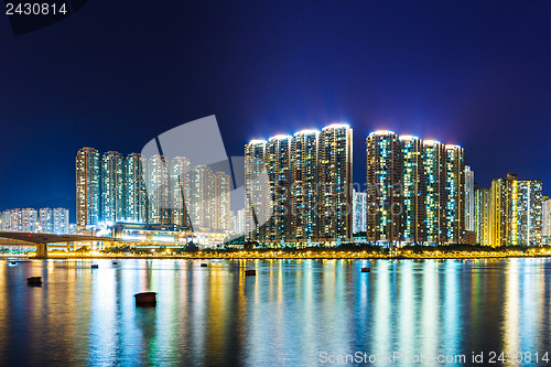 Image of Apartment building in Hong Kong at night