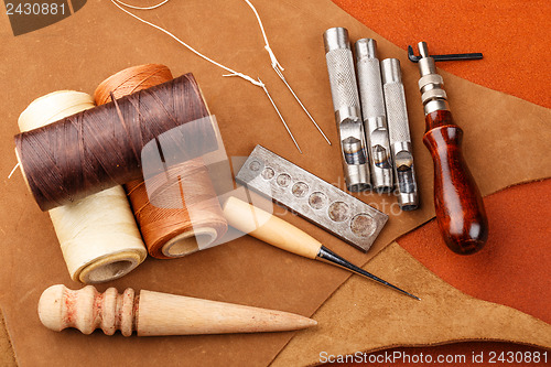Image of Homemade leather craft equipment