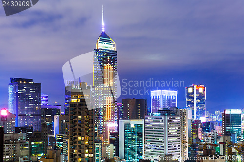 Image of Downtown district in Hong Kong at night