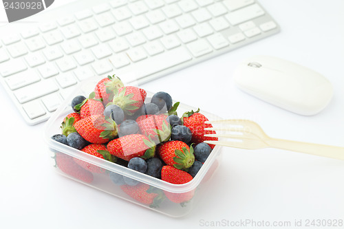 Image of Healthy lunch box in working desk