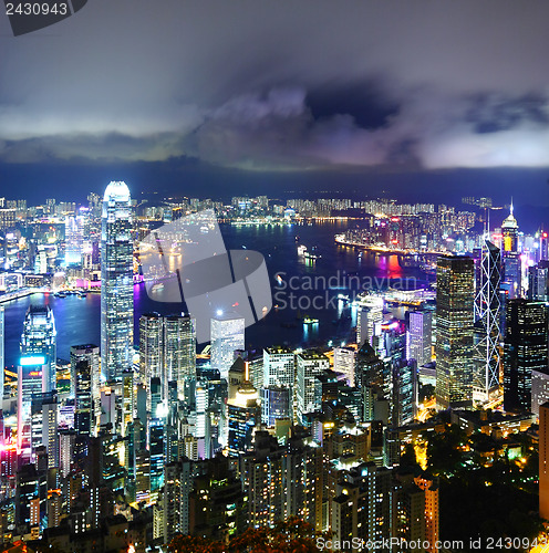 Image of Cityscape in Hong Kong at night
