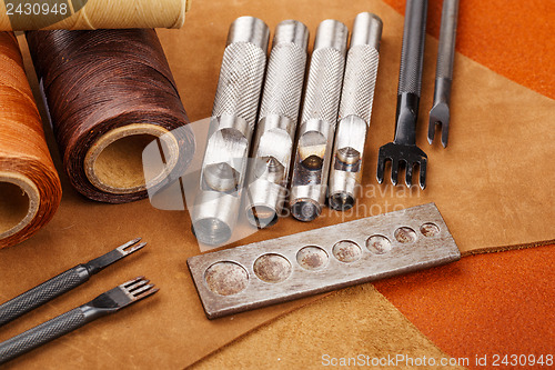 Image of Homemade leather craft tool and accessories