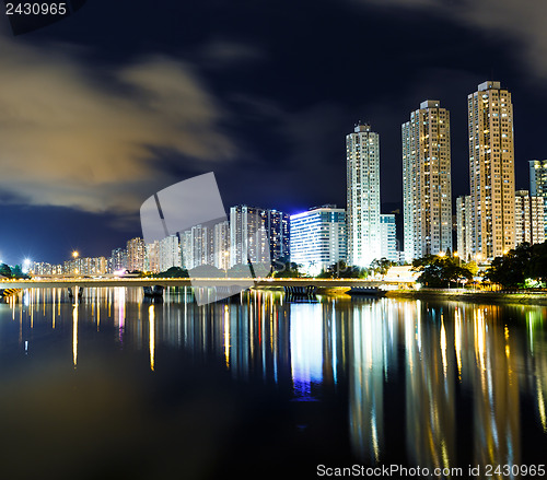 Image of Apartment building in Hong Kong at night