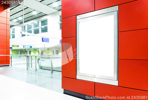 Image of Blank billboard on modern subway background