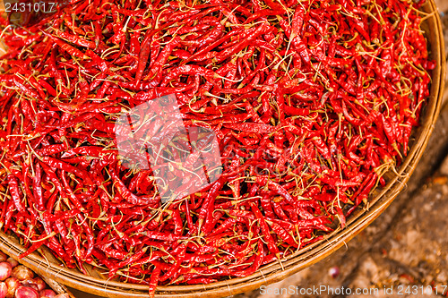 Image of Preservation procedure of red Chili peppers on basket