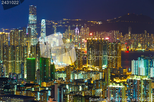 Image of Urban city at night in Hong Kong