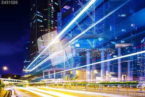 Image of Traffic trail in city at night