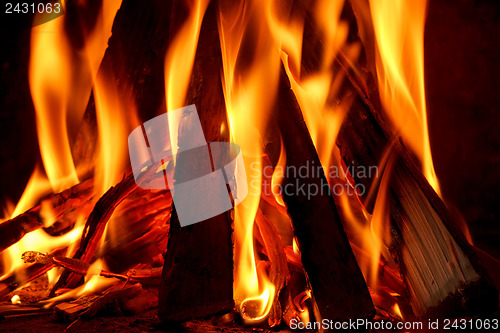 Image of firewood burning in fireplace