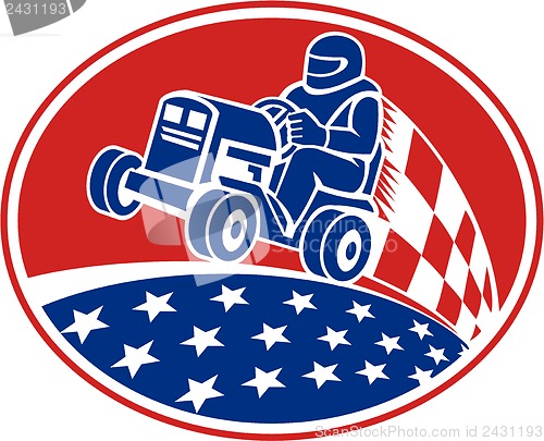 Image of Ride On Lawn Mower Racing Retro