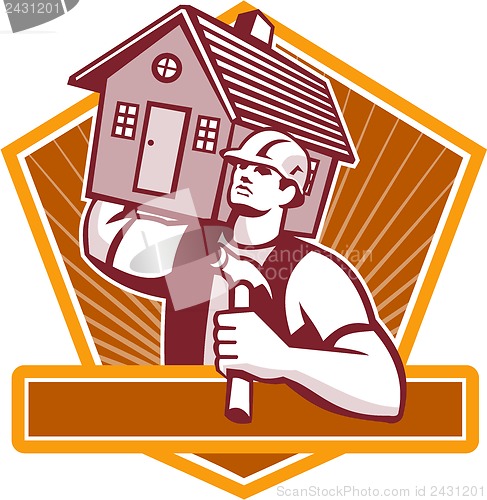 Image of Builder Carpenter Carry House Retro