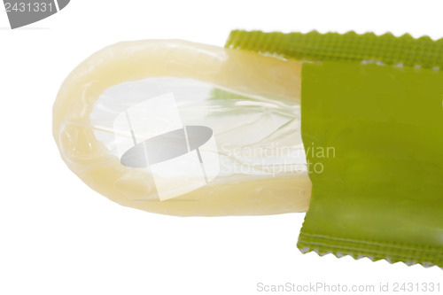 Image of Macro shot of a condom ready to be used