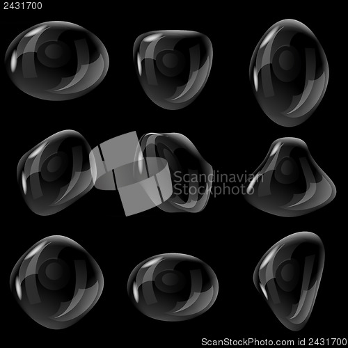 Image of Set of water drops. Vector illustration.