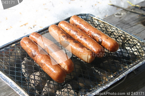 Image of hotdogs on the barbecue
