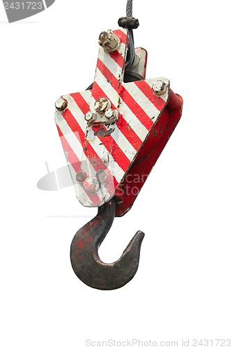 Image of red crane hook isolated on white background