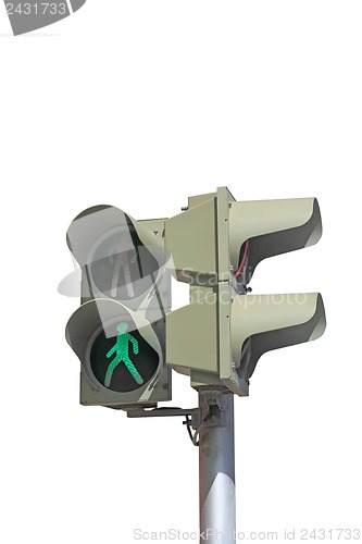 Image of green signal of a traffic light isolated on a white background