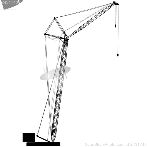 Image of Silhouettes of crane on building