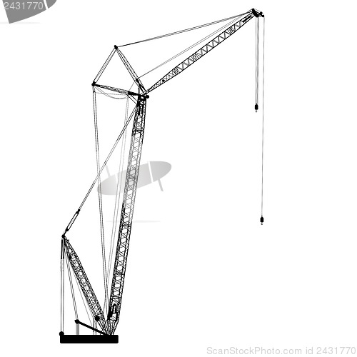 Image of Silhouette of one cranes. Vector illustration.