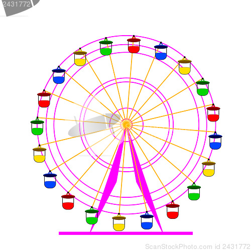 Image of Silhouette atraktsion colorful ferris wheel. Vector  illustratio