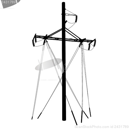 Image of Silhouette of high voltage power lines. Vector  illustration.