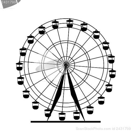 Image of Silhouette atraktsion colorful ferris wheel. Vector  illustratio