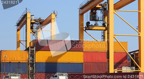 Image of freight container operation in port series