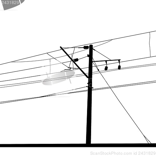 Image of Railroad overhead lines. Contact wire. Vector illustration.