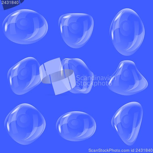 Image of Set of water drops. Vector illustration.