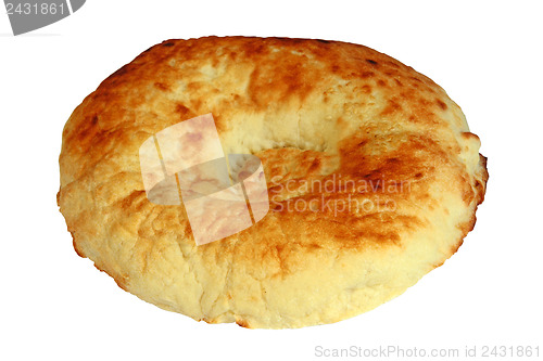 Image of Caucasian pita bread on a white background